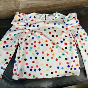 Colorful Polka Dot Long Sleeve Top SHEIN fits Medium
